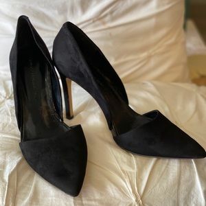 Black suede high heels